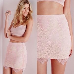 ASOS Missguided Eyelash Lace Mini Skirt Blush Fringela